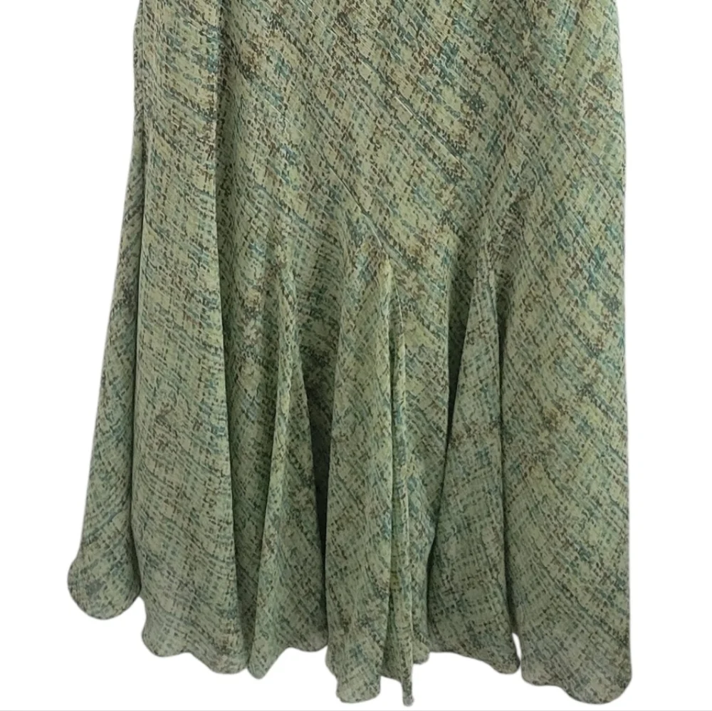 Vintage Jones Wear Dress Flowy Skirt V-Neck Slip Size 16 Green Spring Feminine - Picture 7 of 13